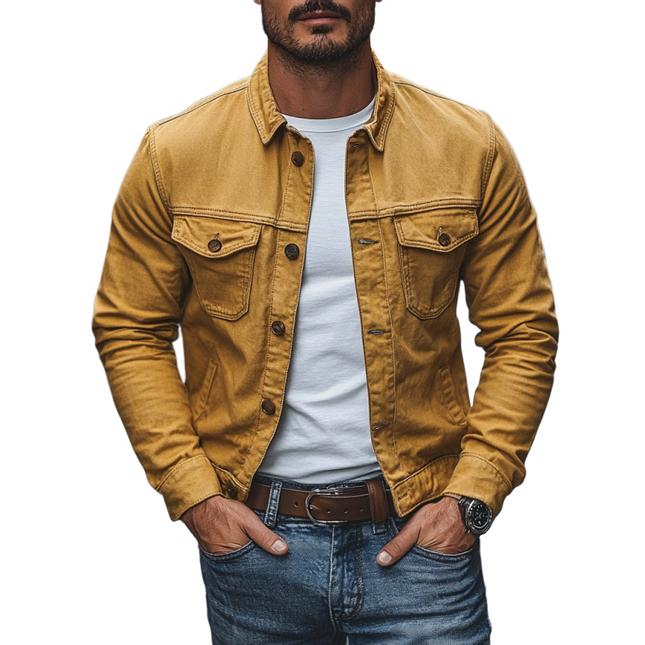 Men's Slim Fit Casual Jacket | Cotton Washed | Single Breasted with Lapel Collar | Versatile Colors | Functional Pockets | Easy Care | Outerwear for All Seasons