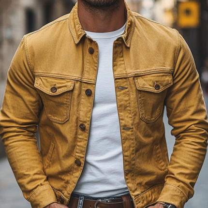 Men's Slim Fit Casual Jacket | Cotton Washed | Single Breasted with Lapel Collar | Versatile Colors | Functional Pockets | Easy Care | Outerwear for All Seasons