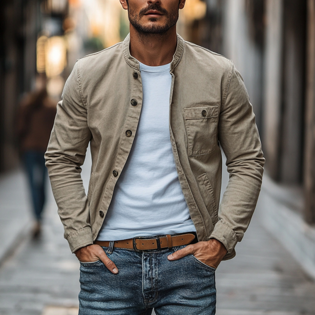Men's Slim Fit Jacket | Cotton Washed | Stand Collar | Single Breasted | Casual & Semi-Formal | Timeless Style | Modern Comfort | Versatile Colors | Functional Pockets | All-Day Comfort | Multiple Sizes | Durable & Easy Care