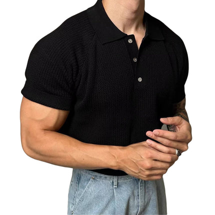 Men's Polo Shirt | Solid Color Casual Knitted Short Sleeve | Lightweight Breathable Fabric | Tailored Fit | Multiple Classic Colors | Versatile Wardrobe Essential | Ideal for Casual & Semi-Formal Settings