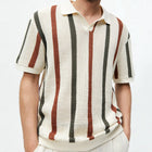 Men's Striped Pullover Polo Shirt | Short Sleeve Casual Knit Top | Classic Stripe Design | Comfortable Soft Knit Fabric | Regular Fit | Stylish Polo Collar | Versatile Fashion Staple