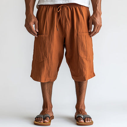 Men's Linen Shorts | Comfortable Breathable Summer Apparel | Casual Sports Style | Elastic Waistband & Drawstring | Durable & Stylish | Perfect for Casual Outings & Light Sports