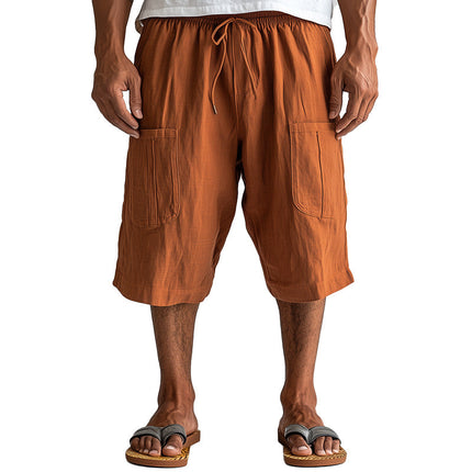 Men's Linen Shorts | Comfortable Breathable Summer Apparel | Casual Sports Style | Elastic Waistband & Drawstring | Durable & Stylish | Perfect for Casual Outings & Light Sports