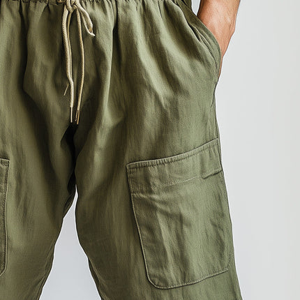Men's Linen Summer Shorts | Breathable Lightweight Casual Sports Shorts | Comfortable Elastic Waistband | Side Pockets | Relaxed Fit | Versatile Style for Day Outings & Leisure Activities