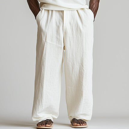 Men's Linen Trousers | Summer Fashion | Casual Breathable Pants | Lightweight Comfort | Versatile Design | Neutral Color | Multiple Sizes | Stylish Summer Wardrobe