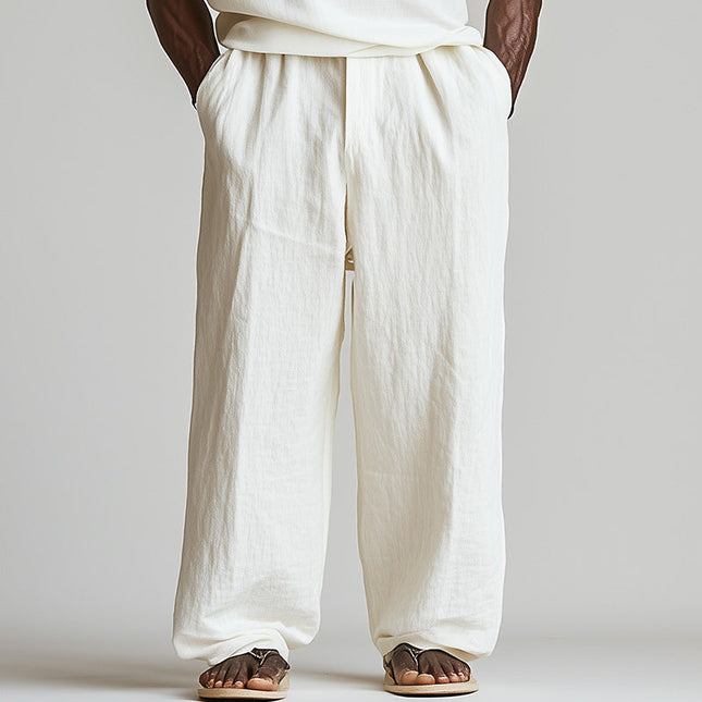 Men's Linen Trousers | Summer Fashion | Casual Breathable Pants | Lightweight Comfort | Versatile Design | Neutral Color | Multiple Sizes | Stylish Summer Wardrobe