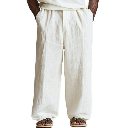 Men's Linen Trousers | Summer Fashion | Casual Breathable Pants | Lightweight Comfort | Versatile Design | Neutral Color | Multiple Sizes | Stylish Summer Wardrobe