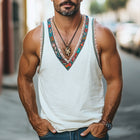 Men's V-neck Embroidered Summer Tank Top | Lightweight Cotton | Casual Sleeveless Design | Available S-3XL | Stylish Beachwear