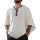 Men's Textured Lace-Up Hoodie | Batwing Sleeve | Lightweight | Breathable Summer Outerwear | Casual Oversized Fit | Cotton Polyester Blend | Adjustable Fit | Unique Design