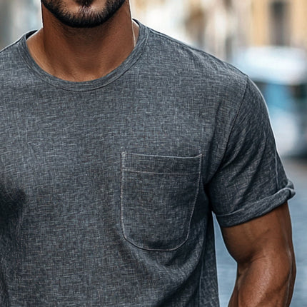 Men's Casual Round Neck T-Shirt | Cotton Linen Blend | Loose Short Sleeve | Breathable & Stylish | Relaxed Fit | Versatile Clothing | Comfort Fashion Piece