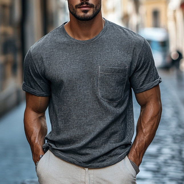 Men's Casual Round Neck T-Shirt | Cotton Linen Blend | Loose Short Sleeve | Breathable & Stylish | Relaxed Fit | Versatile Clothing | Comfort Fashion Piece