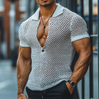 Men's Knitted Mesh Polo Shirt | Retro Style | Casual Short Sleeve | Breathable Fabric | Versatile Collared Top | Sizes S-3XL | Ideal for Spring and Summer | Comfortable Vintage Design