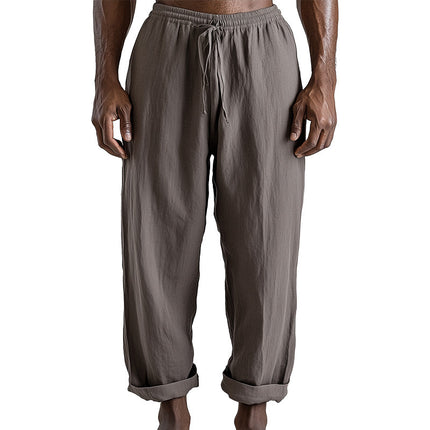 Men's Summer Linen Blend Trousers | Solid Color | Breathable Fabric | Elastic Waistband | Casual & Semi-Formal Wear | Comfortable Fit | Easy Maintenance | Versatile Design | Stylish Wardrobe Essential