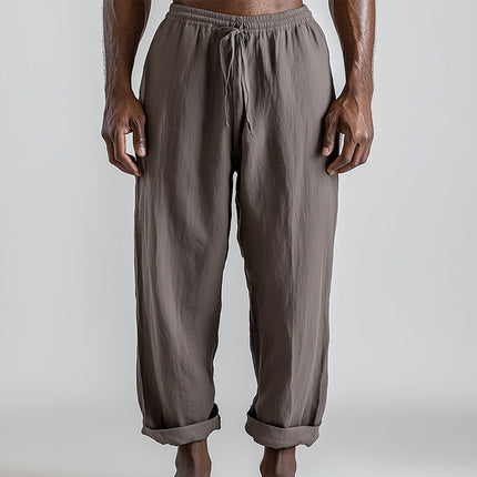 Men's Summer Linen Blend Trousers | Solid Color | Breathable Fabric | Elastic Waistband | Casual & Semi-Formal Wear | Comfortable Fit | Easy Maintenance | Versatile Design | Stylish Wardrobe Essential