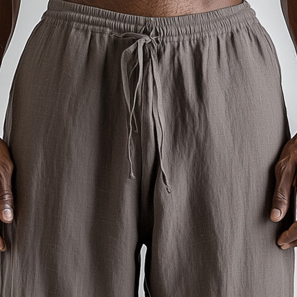 Men's Summer Linen Blend Trousers | Solid Color | Breathable Fabric | Elastic Waistband | Casual & Semi-Formal Wear | Comfortable Fit | Easy Maintenance | Versatile Design | Stylish Wardrobe Essential