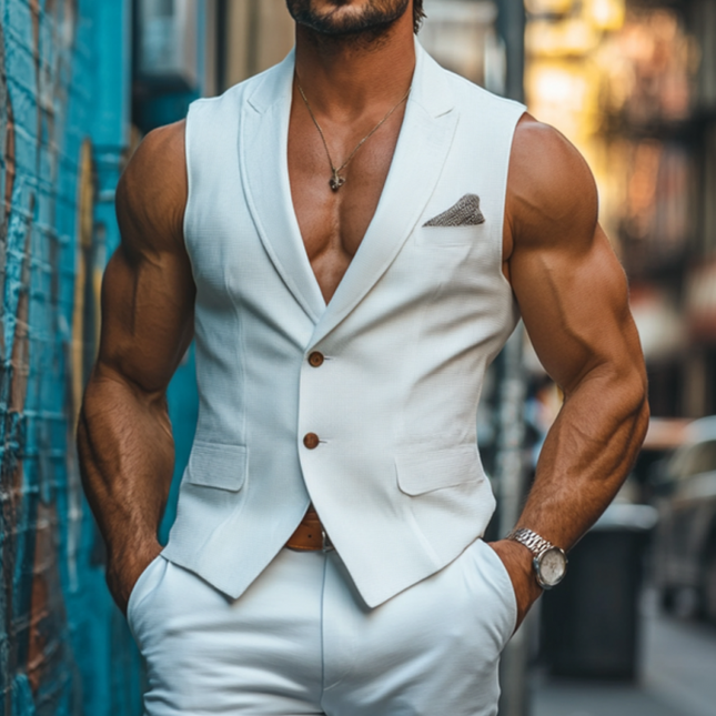 Men's Vintage Peaked Lapel Vest | Single Breasted Waffle Texture | Slim Fit Tailored Suit Vest | Elegant Formal Wedding & Party Wear | High-Quality Stylish Men's Vest | Multiple Sizes & Colors Available