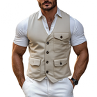Men's Vintage Style V-Neck Cotton Work Vest | Multi-Pocket | Single-Breasted | Durable Premium Fabric | Slim Fit | Casual & Outdoor Versatility | Easy Care | Multiple Sizes Available