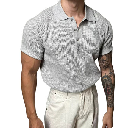 Men's Polo Shirt | Solid Color Casual Knitted Short Sleeve | Lightweight Breathable Fabric | Tailored Fit | Multiple Classic Colors | Versatile Wardrobe Essential | Ideal for Casual & Semi-Formal Settings