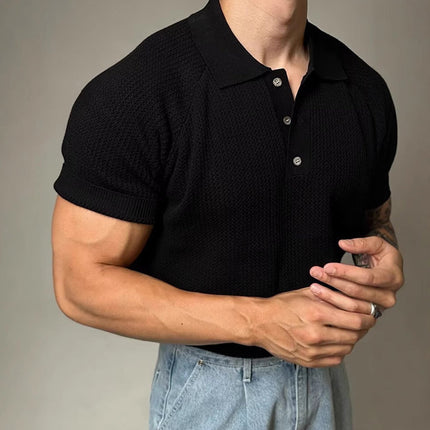 Men's Polo Shirt | Solid Color Casual Knitted Short Sleeve | Lightweight Breathable Fabric | Tailored Fit | Multiple Classic Colors | Versatile Wardrobe Essential | Ideal for Casual & Semi-Formal Settings