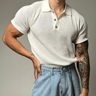 Men's Polo Shirt | Solid Color Casual Knitted Short Sleeve | Lightweight Breathable Fabric | Tailored Fit | Multiple Classic Colors | Versatile Wardrobe Essential | Ideal for Casual & Semi-Formal Settings