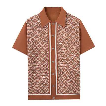 Men's Polo Shirt | Jacquard Knit | Short Sleeve | Classic Collar | High-Quality Fabric | Intricate Patterns | Relaxed Fit | Versatile Style | Perfect for Warm Weather