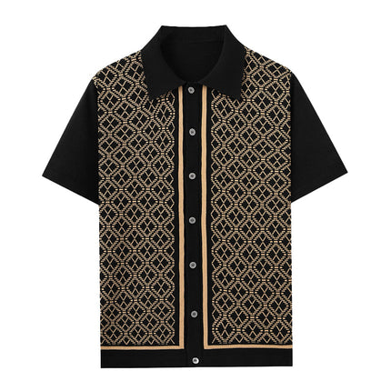 Men's Polo Shirt | Jacquard Knit | Short Sleeve | Classic Collar | High-Quality Fabric | Intricate Patterns | Relaxed Fit | Versatile Style | Perfect for Warm Weather