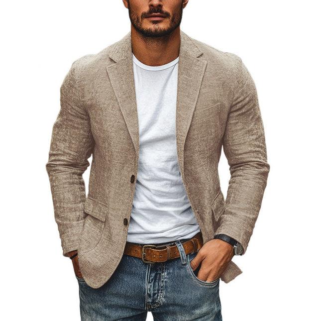 Men's Blazer | Cotton Linen Blend | Notch Lapel | Single-Breasted | Slim Fit | Casual & Dressy | Versatile Outerwear | Lightweight & Comfortable | Functional Pockets | Multiple Sizes