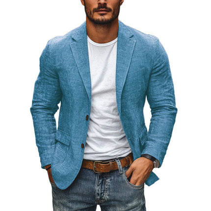 Men's Blazer | Cotton Linen Blend | Notch Lapel | Single-Breasted | Slim Fit | Casual & Dressy | Versatile Outerwear | Lightweight & Comfortable | Functional Pockets | Multiple Sizes