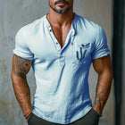 Men's Henley Neck T-Shirt | Casual Pocket Print | Short Sleeve | Cotton Blend | Soft & Breathable | Versatile Style | Relaxed Fit | Easy Layering | Available Sizes S-3XL | Ideal for Warm Weather