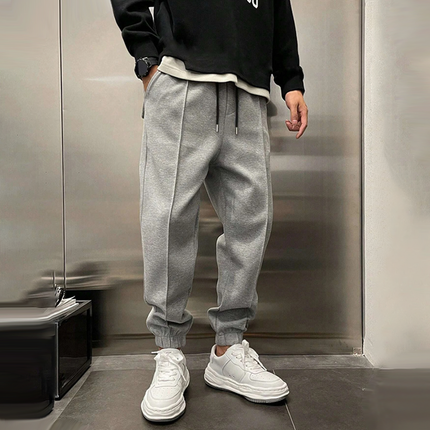 Men's Plush Polyester Casual Sports Pants | Elastic Waist with Drawstring | Loose Fit with Side/Back Pockets | Durable and Comfortable for Sports & Activities | Machine Washable