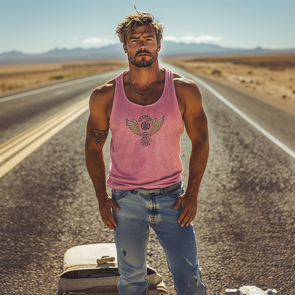 Men's American Retro Striped Tank Top | Knit Fabric | Embroidered Design | Casual Summer Style | Comfortable Fit | Versatile Wardrobe Essential | Easy Care