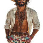 Men's Loose Fit Long Sleeve Shirt | Cotton Linen Blend | Vacation Style | Breathable & Lightweight | Classic Collar | Button-Down | Versatile Neutral Tones | Comfortable & Stylish