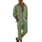 Men's Solid Color Long Sleeve Shirt & Pants Set | Casual Stylish Outfit | Comfortable Fit | Soft Fabric | Versatile Everyday Wear | S-3XL Sizes | Machine Washable | Effortless Style