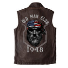 Men's Vintage Double Collar Vest | Soft Craftsmanship | Italian Calfskin Trim | Heavy-Duty Zipper | Antiqued Brass Snaps | Multiple Pockets | Select Year 1940-1974 | Dark Color Rich Character