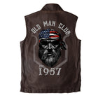 Vintage Men's Vest | Double Collar Design | Italian Calfskin Trim | Brass Zipper and Snaps | Hidden and Outer Pockets | Classic 1957 Era Style | Crafted by Expert Leather Artisans