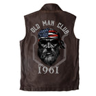 Men's Vintage Club Vest | 1961 Old Man Style | Double Collar | Super Soft & Handcrafted | Italian Calfskin Trim | Heavy-Duty Brass Zipper | Antiqued Snaps | Versatile Dark Tone | Multiple Pockets