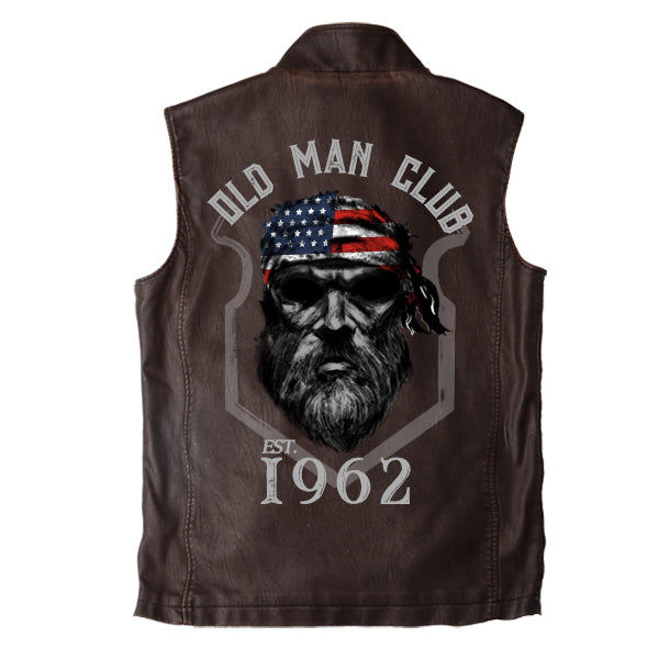Men's Vintage 1962 Double Collar Vest | Superbly Crafted Soft Vest | Double Layer Fleece Collar | Italian Calfskin Trim | Heavy-Duty Antiqued Brass Zipper | Multiple Pockets | Rich Character Patina