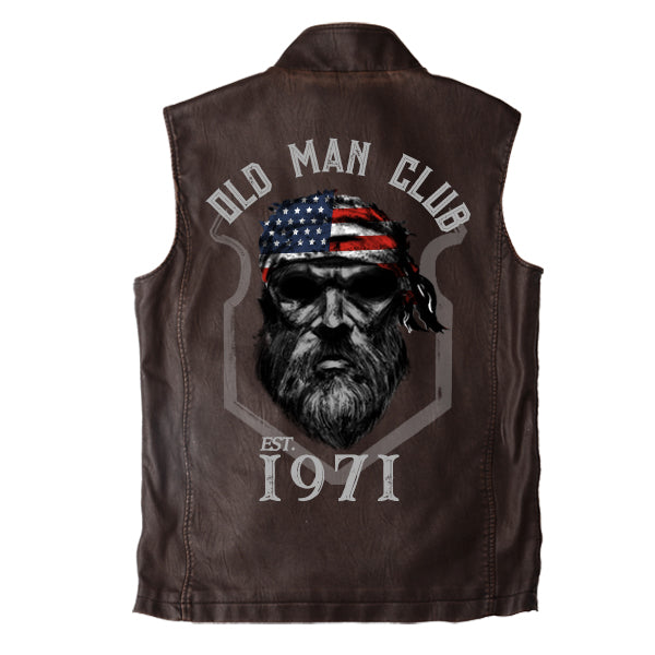 Men's 1971 Vintage Vest | Double Fleece Collar | Italian Calfskin Trim | Heavy-Duty Brass Zipper | Antiqued Brass Snaps | Two Outer Pockets | Hidden Inner Pocket | Stylish Casual Outerwear
