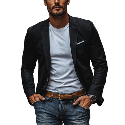 Men's Premium Cotton Blazer | Washed Slim Fit | Notched Lapel | Single Breasted | Casual Smart Style | Breathable Fabric | Ideal for Spring & Summer | Multiple Pockets | Easy-to-Maintain | Versatile Wear