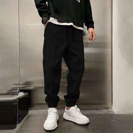 Men's Plush Polyester Casual Sports Pants | Elastic Waist with Drawstring | Loose Fit with Side/Back Pockets | Durable and Comfortable for Sports & Activities | Machine Washable