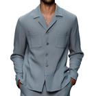 Men's Breathable Cotton Linen Shirt | Notched Lapel | Single Breasted | Patch Pocket Design | Loose Fit | Long Sleeve | Casual & Comfortable | Ideal for Warm Weather & Outdoor Activities