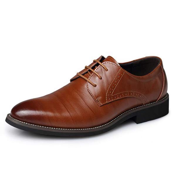Leather Oxford Dress Shoes | Men's Formal Lace-Up | Breathable Leather Linings | Durable Rubber Sole | Blind Eyelets