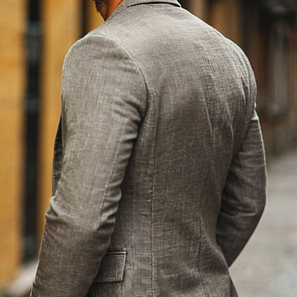 Men's Blazer | Cotton Linen Blend | Notch Lapel | Single-Breasted | Slim Fit | Casual & Dressy | Versatile Outerwear | Lightweight & Comfortable | Functional Pockets | Multiple Sizes