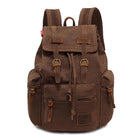 Vintage Canvas Backpack | Multi-Pocket Design | Water-Resistant Zippers | Durable High-Quality Fabric | PU Leather Straps | Adjustable for Comfort | Suitable for Hiking, Travel, School | Fits Laptops | 28x12x42cm