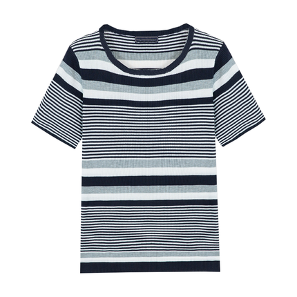 Men's T-Shirt | Spring Summer | Casual Horizontal Stripe | Knit Short Sleeve | Breathable Comfortable Fabric | Modern Design | Versatile Pairing | Easy Care Machine Washable | Ideal for Warm Weather