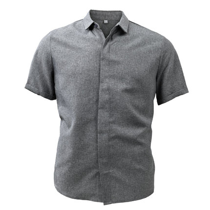 Men's Short Sleeve Shirt | Cotton Linen Blend | Solid Color | Lapel Collar | Breathable Summer Apparel | Casual Wear | Versatile Wardrobe Essential