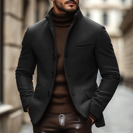 Men's Vintage Wool Blend Blazer | Slim Fit | Stand Collar | Single Breasted | Warm & Stylish Outerwear | Premium Quality | Versatile Design | Casual & Formal Wear | Comfortable & Durable