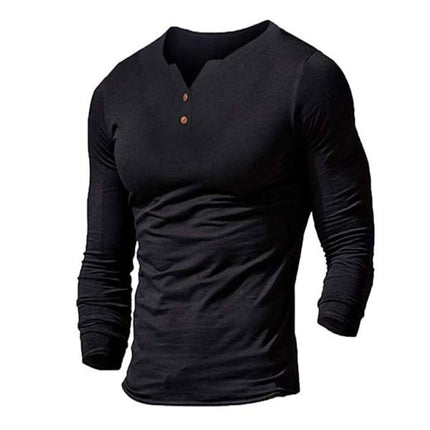 Men's Solid Color V Neck Long Sleeve T-Shirt | Slim Fit | Polyester | Sports & Leisure Shirt | Soft & Breathable | Machine Washable | Standard Thickness | Ideal for Fitness, Running, Training & Daily Wear
