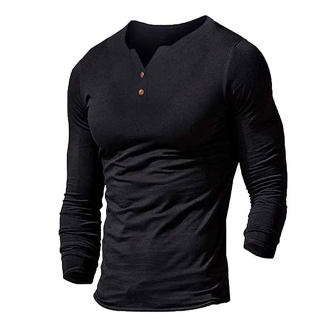 Men's Solid Color V Neck Long Sleeve T-Shirt | Slim Fit | Polyester | Sports & Leisure Shirt | Soft & Breathable | Machine Washable | Standard Thickness | Ideal for Fitness, Running, Training & Daily Wear