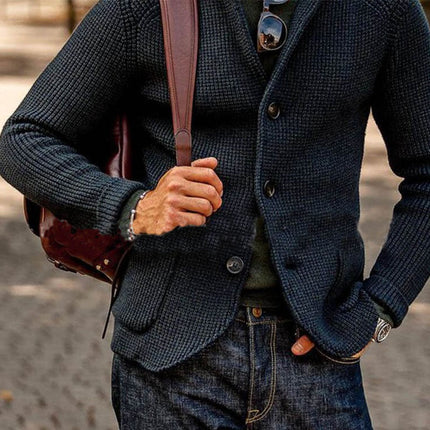 Men's Soft Knit Blazer | Stand Collar | Single Breasted | Patch Pockets | Casual & Smart Style | Cotton Blend | Tailored Fit | Versatile Layering | Easy Care | Various Sizes Available
